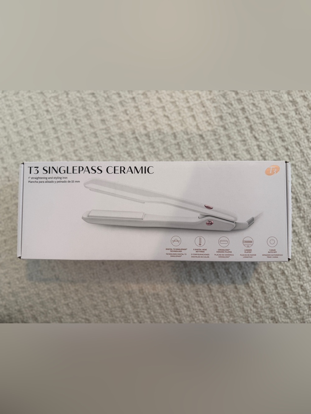 T3 White and Golden Ceramic Hair Straightener